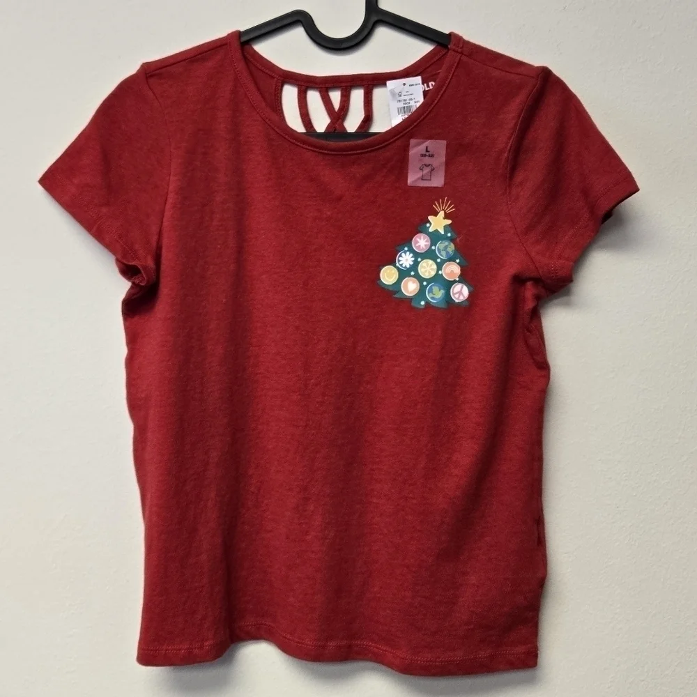 Old Navy Christmas Tree t-shirt Red L (10 - 12)